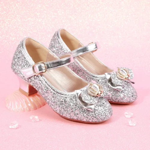 Miniatura 4 de PANDANINJIA Zapatos de vestir para niñas, zapatos Mary Jane para niñas, tacones bajos para niñas pequeñas, flores, boda, fiesta, escuela