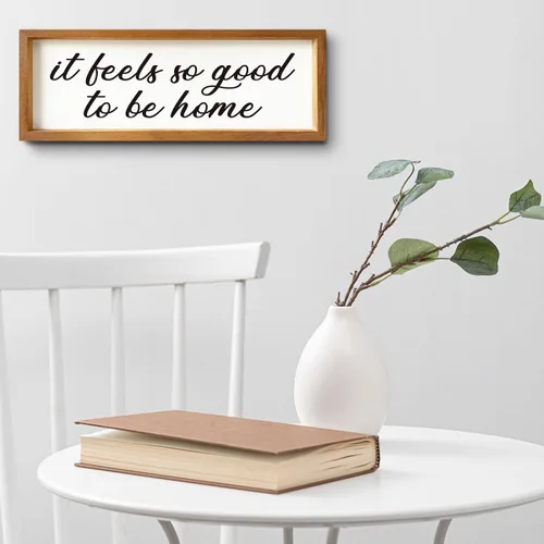 Miniatura 5 de Marco de fotos de madera con texto en inglés "It Feels so Good to Be Home", para decoración del hogar, arte rústico para pared, crea un ambiente