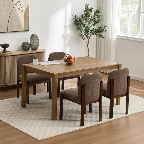 Miniatura 7 de Farmhouse - Juego de 2 sillas de comedor de madera, modernas sillas tapizadas de tela para cocina y comedor, cómodas sillas de lectura lateral