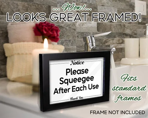 Miniatura 6 de Letreros de baño Essentials for Hosts – Letrero acrílico de 4 x 6 pulgadas con cinta de montaje – Please Squeegee After Each Use Bathroom Sign
