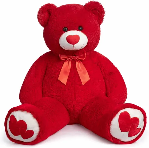 Miniatura 17 de HollyHOME Oso de Peluche Grande Animal de Peluche Oso Grande de Felpa con Corazón Rojo para Novia y Niños Juguete de Regalo de Vacaciones 36 Beige