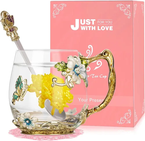 Miniatura 8 de Wisolt Regalos de Cumpleaños para Mujeres, Regalos del Día de la Madre para Mamá, Taza de Té de Vidrio Esmaltado, Regalos para Mamá, Abuela, AS