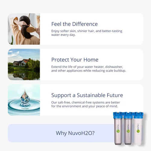 Miniatura 4 de NuvoH2O Sistema avanzado de filtro de agua de 3 etapas a base de cítricos, sin sal + suavizante de agua con filtración de cloramina y hierro, agua