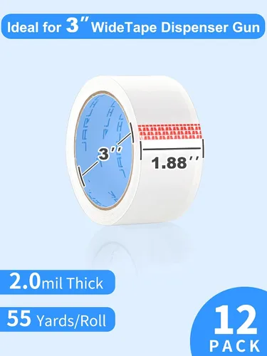 Miniatura 2 de JARLINK Cinta de embalaje transparente (12 rollos), cinta de embalaje resistente para embalaje de envío, sellado en movimiento, 1.88 pulgadas