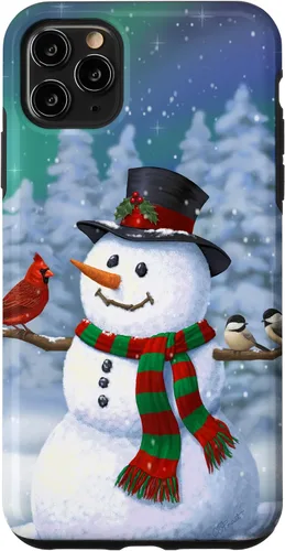 Miniatura 19 de Funda para iPhone 17 con diseño de muñeco de nieve y pájaros en invierno