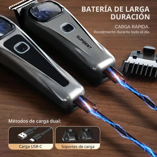 Miniatura 7 de SUPRENT Cortapelos Profesionales para Hombres, juego de cortapelos inalámbricos y recortadora de corte al ras, kit de corte de pelo con velocidad