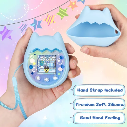 Miniatura 5 de Funda de transporte y funda de silicona compatible con la máquina de juego virtual Tamagotchi Pix para mascotas, (5 en 1) Funda de silicona para Azul