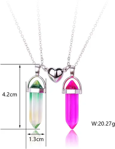 Miniatura 21 de Collar magnético de corazón dividido a juego para parejas, colgante de atracción mutua de cristal, regalo de joyería de amistad para mejores amigos