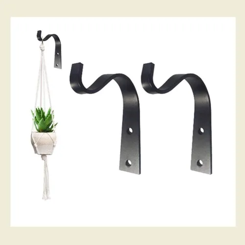 Miniatura 6 de Soporte para plantas colgantes, colgador de pared de metal para interiores y exteriores, gancho decorativo para colgar plantas, cesta de flores