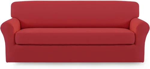 Easy-Going - Funda elástica de microfibra de 2 piezas para sofá, funda suave de elastano, protector lavable para muebles con parte inferior elástica