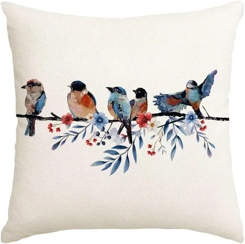 Miniatura 14 de RABUSOFA Fundas de Almohada Navideñas 18x18 Pulgadas Pájaros Decoraciones Navideñas Invierno Fundas de Cojín Decorativo Navidad Pájaros Decoración