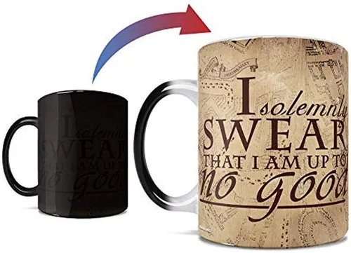 Taza de cerámica de Harry Potter de Morphing Mugs que al calentarse revela el mapa mágico del merodeador de Hogwarts. 11 onzas., 11onza