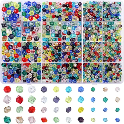 cridoz 1710 cuentas de cristal para hacer joyas y manualidades, cuentas coloridas para pulseras, manualidades y adornos para el hogar