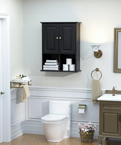 Miniatura 2 de HAIOOU Armario de Pared para Baño con Luz LED con Sensor de Movimiento, Gabinete de Medicina de Madera Montado en Pared, Gabinete de Almacenamiento
