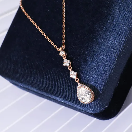 Miniatura 17 de TIANYU GEMS Collar con colgante de moissanita amarilla de 2 quilates para mujer, plata de ley chapada en oro amarillo de 18 quilates, pera amarilla