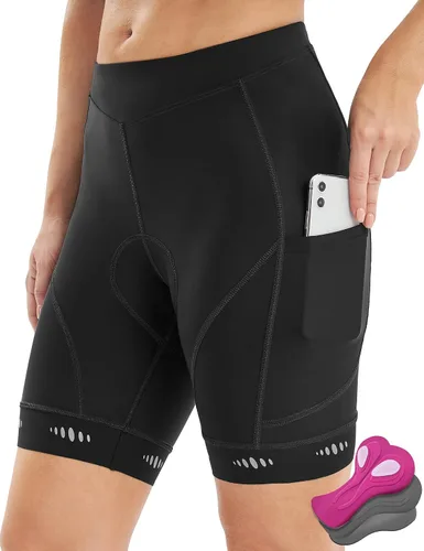 IUGA Pantalones cortos de ciclismo acolchados para mujer, 4D, transpirables, con relleno, pantalones cortos de ciclismo de montaña con bolsillos