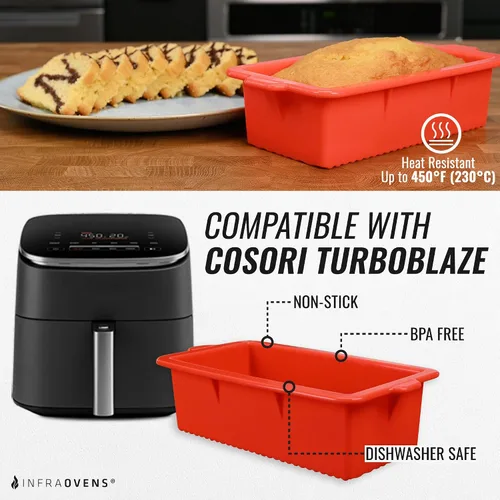 Miniatura 2 de INFRAOVENS Sartenes de silicona para freidora de aire para hornear, molde antiadherente para pasteles Cosori TurboBlaze 9 en 1 de 6 cuartos
