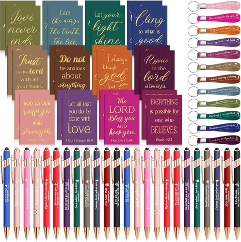 Estune Juego de 36 regalos bíblicos cristianos a granel, cuadernos de escritura religiosa, cita de las escrituras, bolígrafos inspiradores,