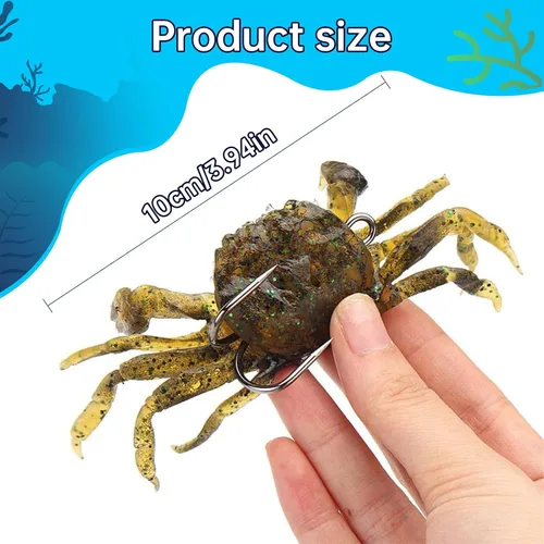 Miniatura 2 de 10 señuelos de cangrejo de plástico suave, cebos de pesca de agua salada con ganchos afilados, herramienta de accesorios de aparejos de agua dulce