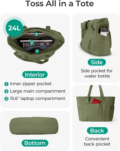 Miniatura 78 de BAGSMART Bolsa de mano para mujer con cremallera, bolsa de gimnasio con compartimentos, bolsa de trabajo para enfermera, baile, bolsa de yoga