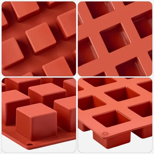 Miniatura 4 de Puyeipt - Paquete de 2 moldes cuadrados de silicona, 1.4 x 1.4 x 1 pulgada, moldes para hornear chocolate para pasteles, dulces, gelatina, trufa