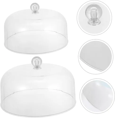 Miniatura 7 de SHOWERORO 2 cubiertas acrílicas para tartas, cúpulas de postre multifuncionales, protector de alimentos reutilizable para uso diario para fiestas