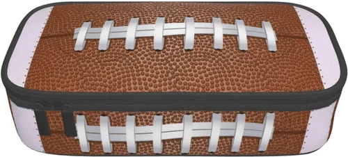 Miniatura 9 de Estuche de lápices con textura de pelota de fútbol americano, bolsa de almacenamiento de gran capacidad, bolsas de papelería con cremallera, soporte