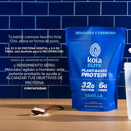 Miniatura 5 de Koia Proteína Basada en Plantas Elite en Polvo, Vainilla, 32g de Proteína, 4g de Azúcar, 6g de Fibra Prebiótica, Pre y Post Entrenamiento, 21