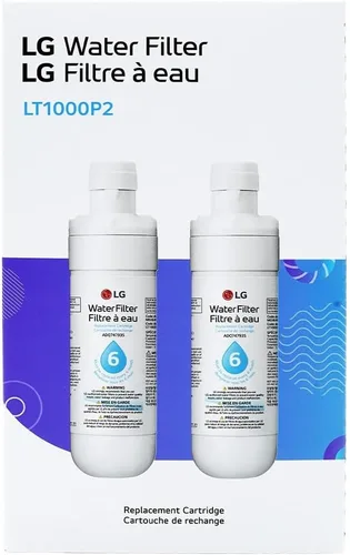 Miniatura 2 de LG LT1000P2 - Filtro de agua de repuesto para refrigerador de 6 meses/200 galones, reduce el cloro, 2 unidades (paquete de 1), color blanco.