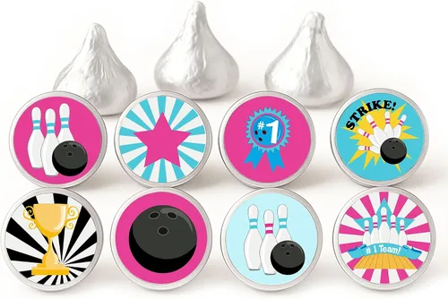 Etiquetas de bolos para niñas Hershey's Kisses Chocolates por Adore By Nat - Calcomanías de caramelo para fiestas - Juego de 240