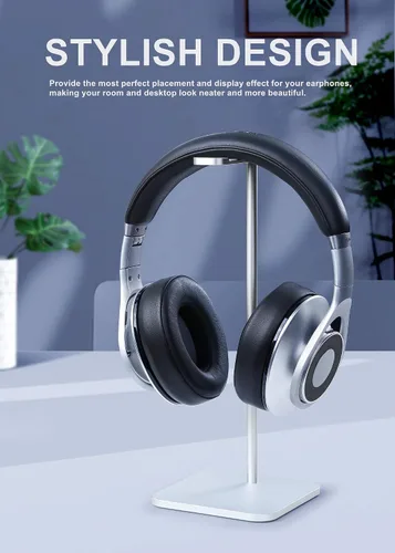 Miniatura 6 de Soporte de auriculares para escritorio, soporte de auriculares de aluminio con base pesada y almohadilla antideslizante, soporte de auriculares