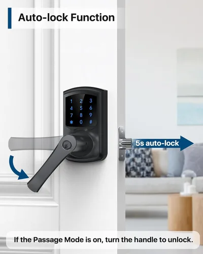 Miniatura 7 de HIDALIFE Cerradura de puerta de entrada sin llave con teclado y manija para puertas delanteras, cerradura de puerta electrónica con pantalla táctil