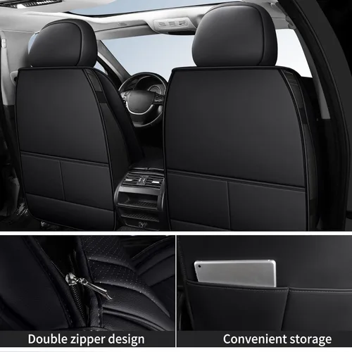 Miniatura 2 de HChengkikz - Fundas para asientos delanteros de automóvil, cuero napa transpirable, universal, para la mayoría de los sedanes, SUV, camionetas