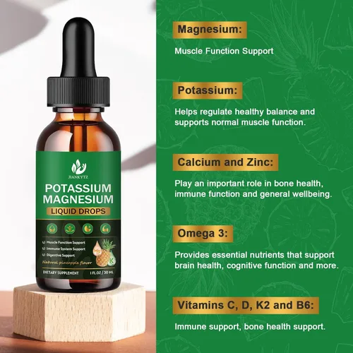 Miniatura 3 de Paquete de 2 suplementos de potasio y magnesio para la salud inmunológica y apoyo muscular, alta absorción, complejo triple de magnesio