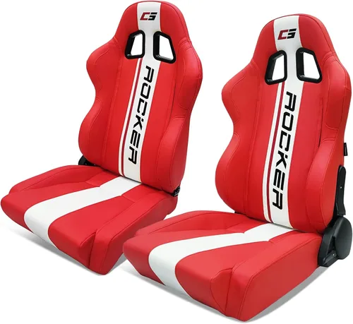 Miniatura 20 de IKON MOTORSPORTS, Asiento universal de carreras PU + cuero de carbono + gamuza, con deslizadores dobles, asiento deportivo reclinable negro