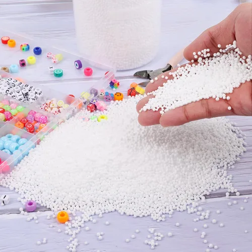Miniatura 4 de DECORA 80000 piezas de mini bolas de espuma para bricolaje y suministros de limo, cuentas de espuma blanca de 0.079 a 0.118 pulgadas para decoración