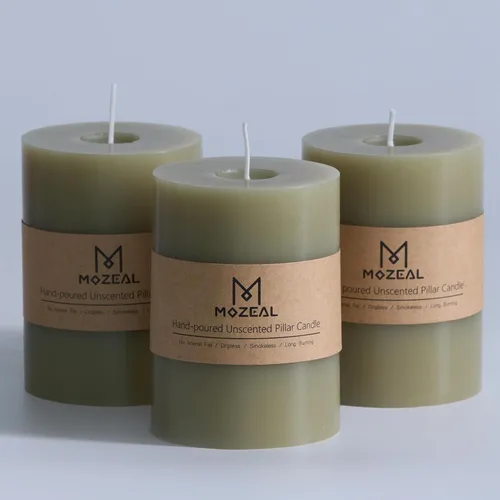 Miniatura 22 de MOZEAL Velas grandes sin perfume vertidas a mano de 3 x 8 pulgadas, sin humo, juego de 2, combustión lenta, sin goteo, aproximadamente 150 horas