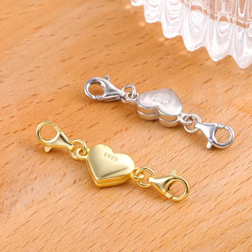 Miniatura 4 de Collar magnético de corazón de oro de 14 quilates, cierres y cierres de plata de ley 925, cierre de langosta doble, cierres magnéticos de joyería