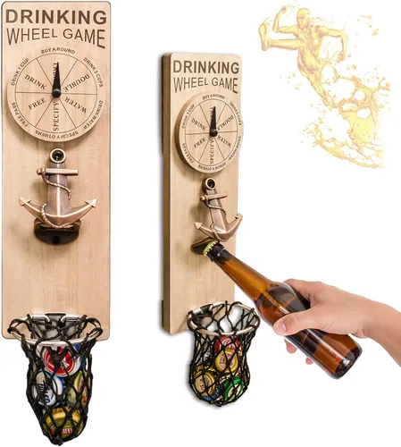 Miniatura 10 de Abrebotellas de cerveza montado en la pared con receptor de tapa magnética, abrebotellas magnético de madera para refrigerador, regalos de cerveza