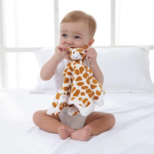 Miniatura 5 de Apricot Lamb Manta de seguridad de lujo para acurrucarse con diseño de jirafa con lindos animales de peluche, manta de personaje para el cuarto
