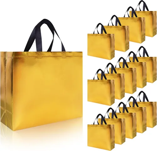 Miniatura 11 de cabzymx 15 bolsas de regalo reutilizables de color rojo brillante con asas, 12.6 x 4.7 x 11 pulgadas, bolsas de fiesta con base resistente, bolsa