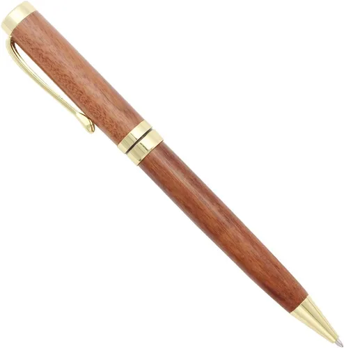 Miniatura 5 de Gullor Bolígrafo retráctil hecho a mano de palisandro, pluma de madera natural, clip de oro