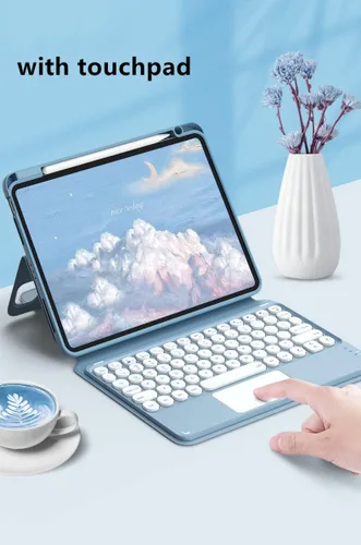 Miniatura 6 de Funda con teclado para iPad mini6 con panel táctil horizontal o vertical, magnética, desmontable, teclado BT transparente para iPad Mini 6ª Azul