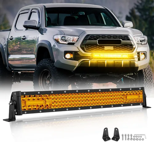Miniatura 8 de Barra de Luz LED Ámbar de 20 Pulgadas, Niking Auto 150W Barra Combinada Spot Flood de Cuatro Filas Súper Brillante Luz LED de Trabajo de Conducción