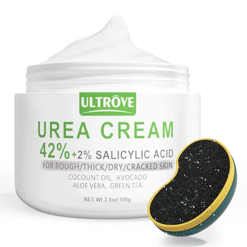Miniatura 9 de Crema de urea 42% - 2% ácido salicílico hidratante para pies - Quitamanchas y piel muerta, lima reparadora de pies, 3.5 onzas