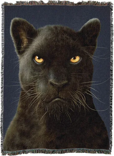 Miniatura 4 de Pure Country Weavers Manta de pantera negra de Vincent HIE – Manta de regalo tejida de algodón – Fabricado en los Estados Unidos (72 x 54 pulgadas)