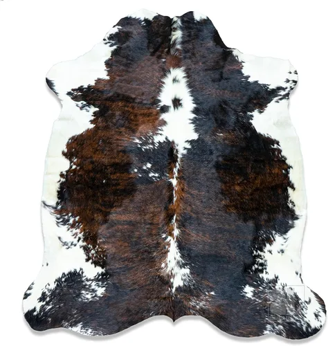 Miniatura 8 de bonanza leathers Alfombra de piel de vaca tricolor genuina de 6 x 7 pies, piel de vaca natural, apta para niños y mascotas, decoración de lujo