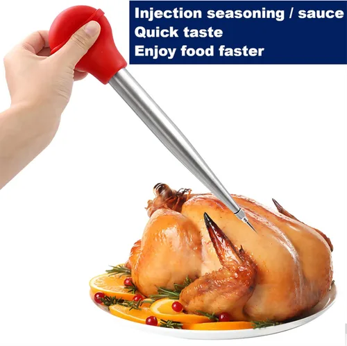 Miniatura 3 de Baster - Baster de pavo de acero inoxidable 18/8, juego de inyector de carne con jeringa con 2 agujas y 2 cepillos de limpieza para untar, para Azul