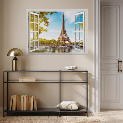 Miniatura 3 de wall26 Papel tapiz autoadhesivo grande extraíble para pared (36 x 48 pulgadas, vista de la torre Eiffel)