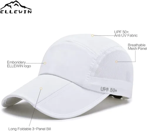 Miniatura 51 de ELLEWIN Gorra de béisbol unisex UPF 50 sin estructura, con pico grande y plegable